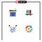 Flat Icon Pack of 4 Universal Symbols of internet, documents, settings, archive, storage