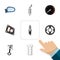 Flat Icon Parts Set Of Gasket, Belt, Silencer And Other Vector Objects. Also Includes Speed, Car, Belt Elements.