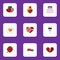 Flat Icon Passion Set Of Patisserie, Scrambled, Heart And Other Vector Objects. Also Includes Box, Scrambled, Safety