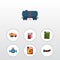 Flat Icon Petrol Set Of Boat, Flange, Jerrycan And Other Vector Objects. Also Includes Fuel, Oil, Tanker Elements.