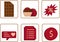 Flat icon set. Chocolate bar  candie. Sweet business highlights