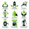 Flat icon set for green eco water