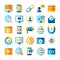 Flat icon set online multimedia business, communication network technology symbol design