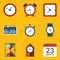 Flat icon set. Time. Clock