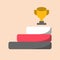 Flat icon vector illustration. Stairs to podium with trophy cups.