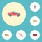 Flat Icons Automotive, Jeep, Luxury Auto And Other Vector Elements. Set Of Auto Flat Icons Symbols Also Includes