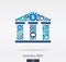 Flat icons in a bank building shape, banking, money, card, business and finance concept