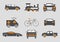 Flat icons for Car front,Bicycle,Train,Emergency ambulance,pickup truck,transportation,sticker,vector illustrations