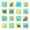 Flat icons cat set slant shadow