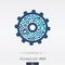 Flat icons in cogwheel shape, technology, cloud computing, digital mechanism concept