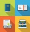 Flat icons design of handbooks, books and publish documents