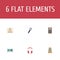 Flat Icons Earphone, Karaoke, Musical Instrument And Other Vector Elements. Set Of Melody Flat Icons Symbols Also