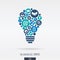 Flat icons in a idea bulb shape, business, marketing research, strategy, analytics concepts.