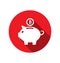 Flat Icons of Piggy Bank Concept with Bitcoin BTC, Bit-Coin , Long Shadow Style