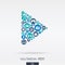 Flat icons in a play button shape, multimedia, technology, digital concepts