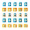 Flat icons set office document, social network file and folder
