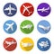 Flat icons set,transportation,Airplane, vector illustrations