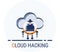 Flat Icons Style. Hacker Cyber crime attack Cloud Hacking for web design