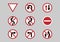 Flat icons for Traffic sign,Give Way,No U-Turn,No Left Turn,No Right Turn,No Overtaking,No changing lane,No entry,vector