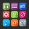 Flat icons for web and mobile applications with musical items