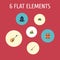 Flat Icons Zoom, Fishing, Lifesaver And Other Vector Elements. Set Of Camp Flat Icons