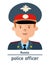 Flat illustration. Avatar Russia police officer