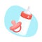 Flat illustration of baby bottle with milk and pacifier. Artificial feeding of babies. Object is separate from background.