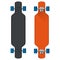 Flat illustration of colored longboards