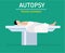 Flat illustration. Forensic procedure. The autopsy. The man is a murder victim