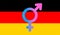 Flat illustration with German flag and intersex icon.