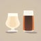 Flat Illustration Of Glass And Beers On Brown Background