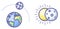 Flat Illustration icons -  Earth Planet World Moon Sun
