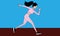 Flat illustration of an isolated running young girl