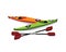 Flat illustration of kayaks with oars on shore