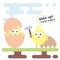 Flat illustration of newborn chickens. Easter card template.
