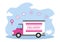 Flat Illustration of Online Delivery for Order Tracking, Courier Service, Goods Shipping, City Logistics using a Truck