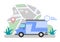 Flat Illustration of Online Delivery for Order Tracking, Courier Service, Goods Shipping, City Logistics using a Truck