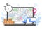 Flat Illustration of Online Delivery for Order Tracking, Courier Service, Goods Shipping, City Logistics using a Truck