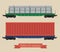 The flat illustration railcars