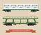 The flat illustration railcars