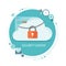 Flat illustration of security center. Cloud with lock and icons