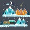 Flat illustration ski resort in mountain