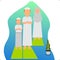 Flat illustration vector graphic of Tarawih prayer with family at home good for Ramadan needs.