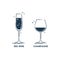 Flat illustration with wine glass line art style for celebration design. Concept drink graphic element. Simple alcoholic object as