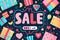 Flat illustrator, Sale 50 Off For Love Sale Banner Valentine Festival. Generative AI