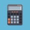 Flat image with calculator. Concept calculate account finance. Office equipment - calculator. Office desk top. Vector