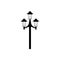 Flat image of latern. Street lamp with three shades on a pole. Street light symbol.