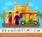 Flat India Travel Colorful Concept