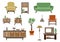 Flat interior and furniture icons