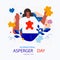 Flat international asperger day illustration Vector illustration.